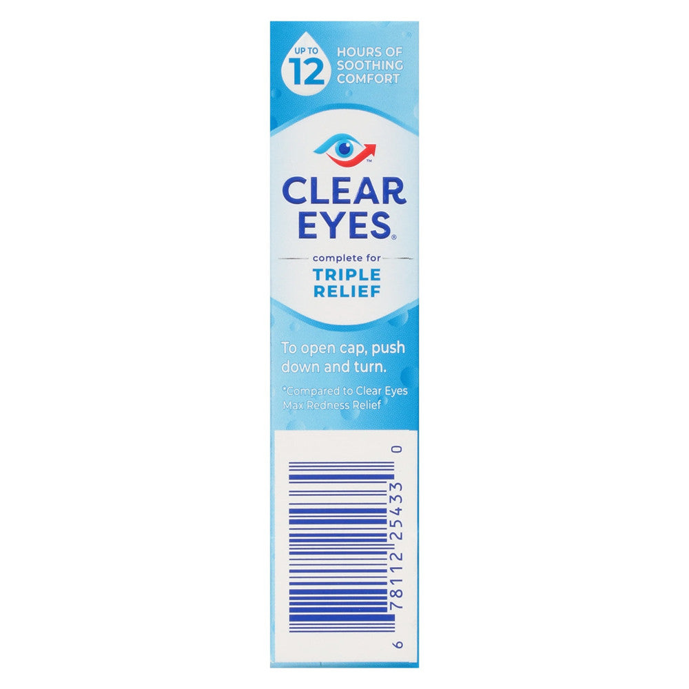 Clear Eyes Triple Action Lubricant Redness Reliever Eye Drops - 0.5 Oz